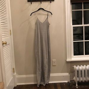 black and white stripe maxi dress